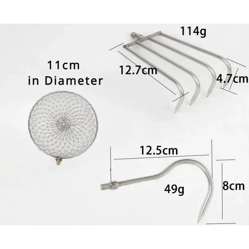 Fishing Rod Casting - Roestvrijstalen telescopische stok intrekbare eggenhaak ijsschep
