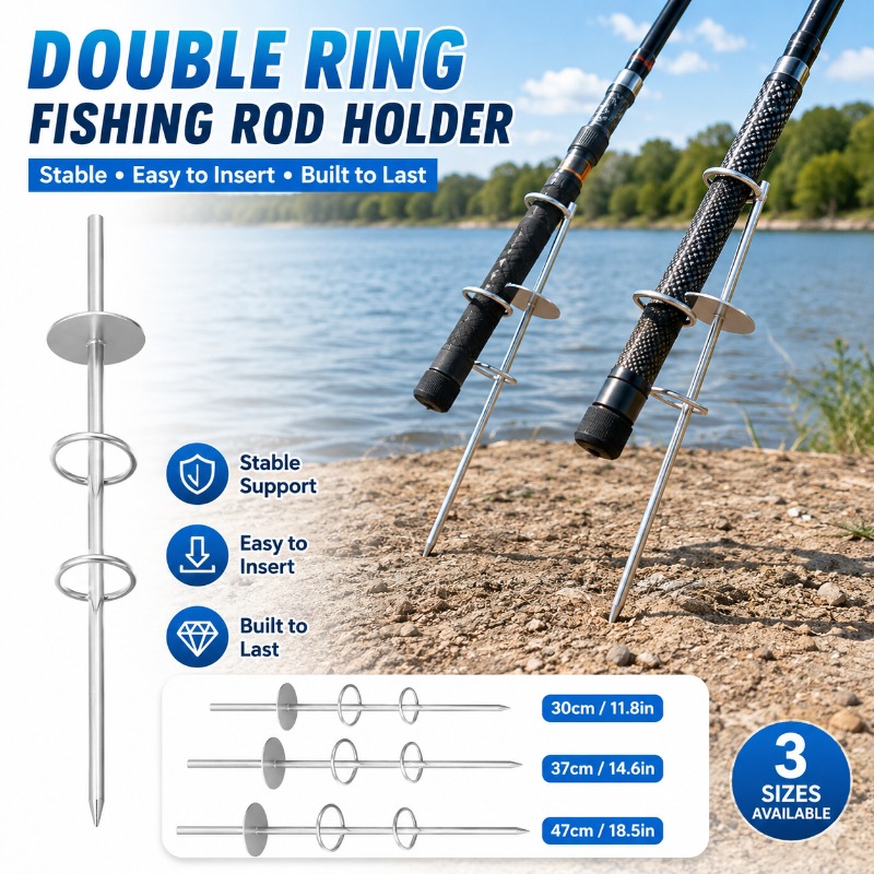 Fishing Rod Surf - Dubbele Ring Hengelhouder Grondspie, Robuuste Metalen